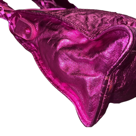 BALENCIAGA Metallic Pink City Handbag - Picture 7 of 10